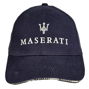 Maserati Sports Race Car Cap With Trident Logo Navy Blue Hat Strapback One Size